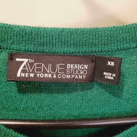 7th AVENUE NEW YORK  green button front cardigan size XS - Picture 2 of 8